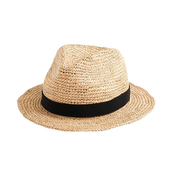 NWT J. Crew Packable Woven Straw Hat with Black Strap!